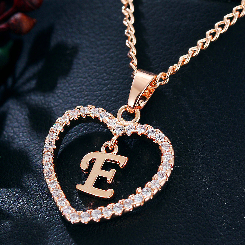 Letter Heart-shaped Zircon Jewelry Clavicle Chain Necklaces