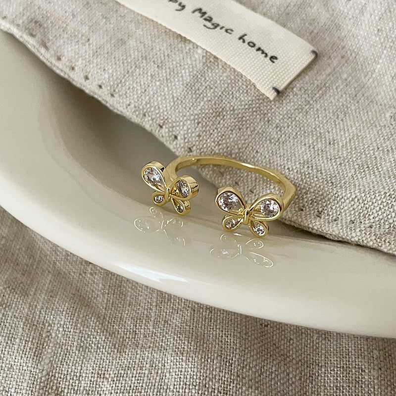 Sweet Cute Color Butterfly Opening Collection Female Personality Rings