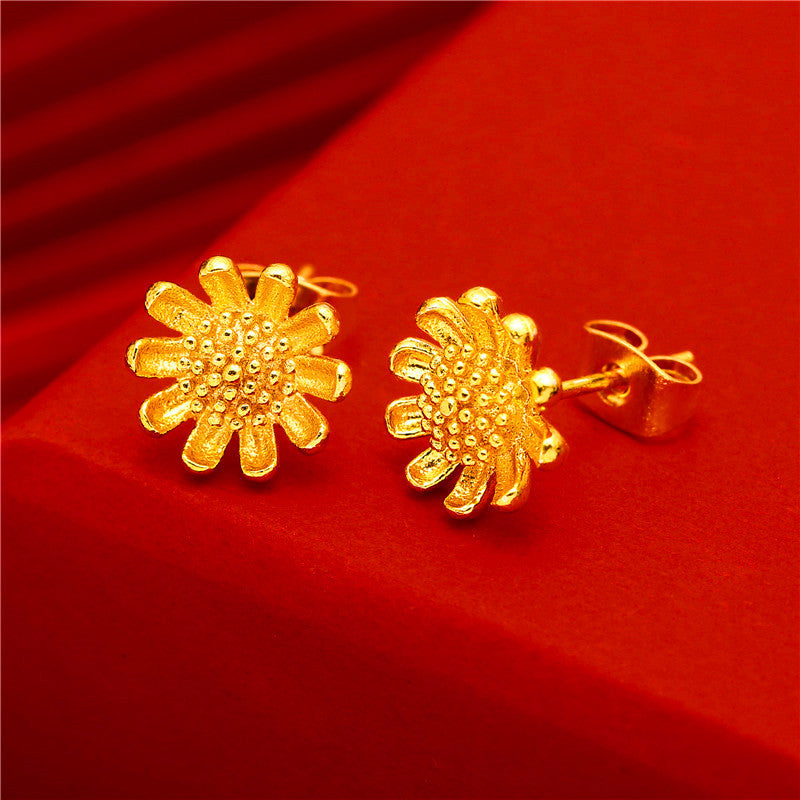 Women's Gold Small Ear Bar Simulation European Coin Earrings