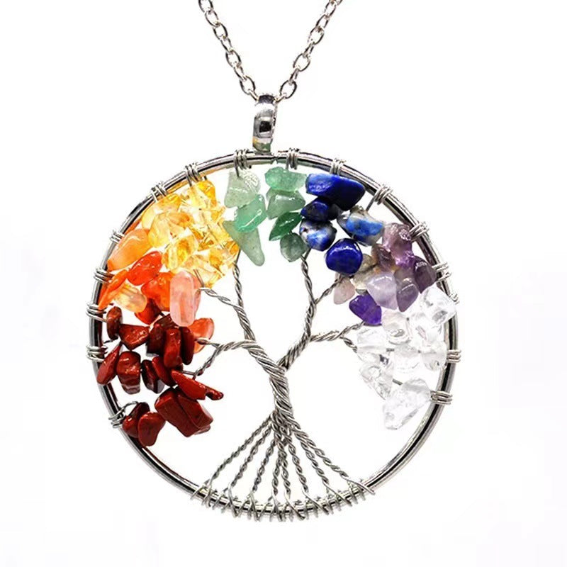 Lucky Tree Colorful Natural Gravel Winding Necklaces