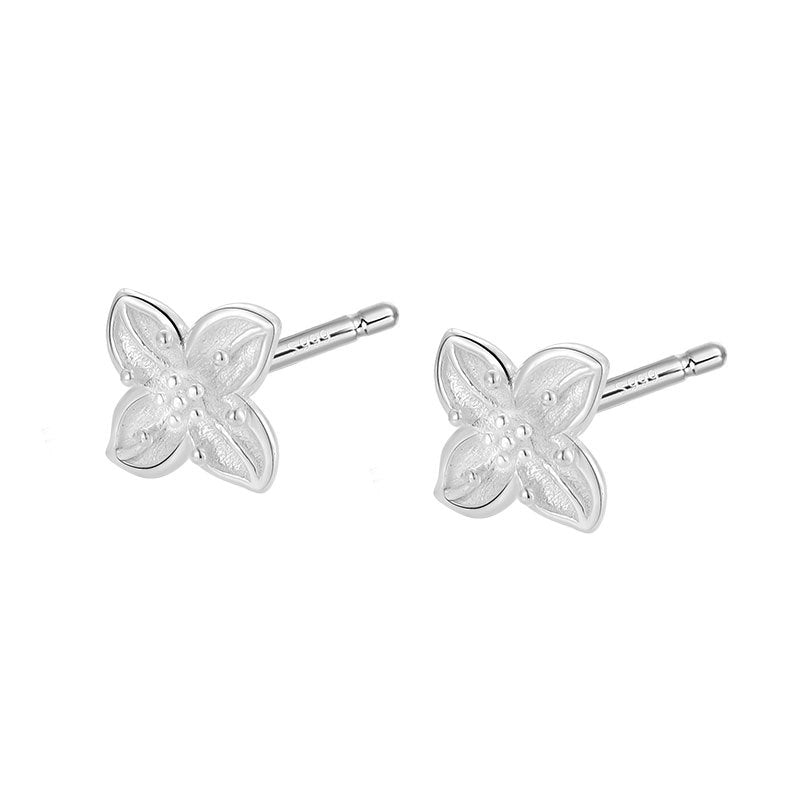 Sier Pure Flower Summer Simple Design Earrings