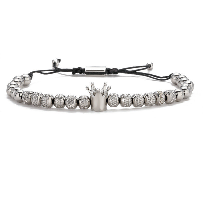 Women's & Men's Copper Crown Stainless Steel Beaded Pineapple Bracelets