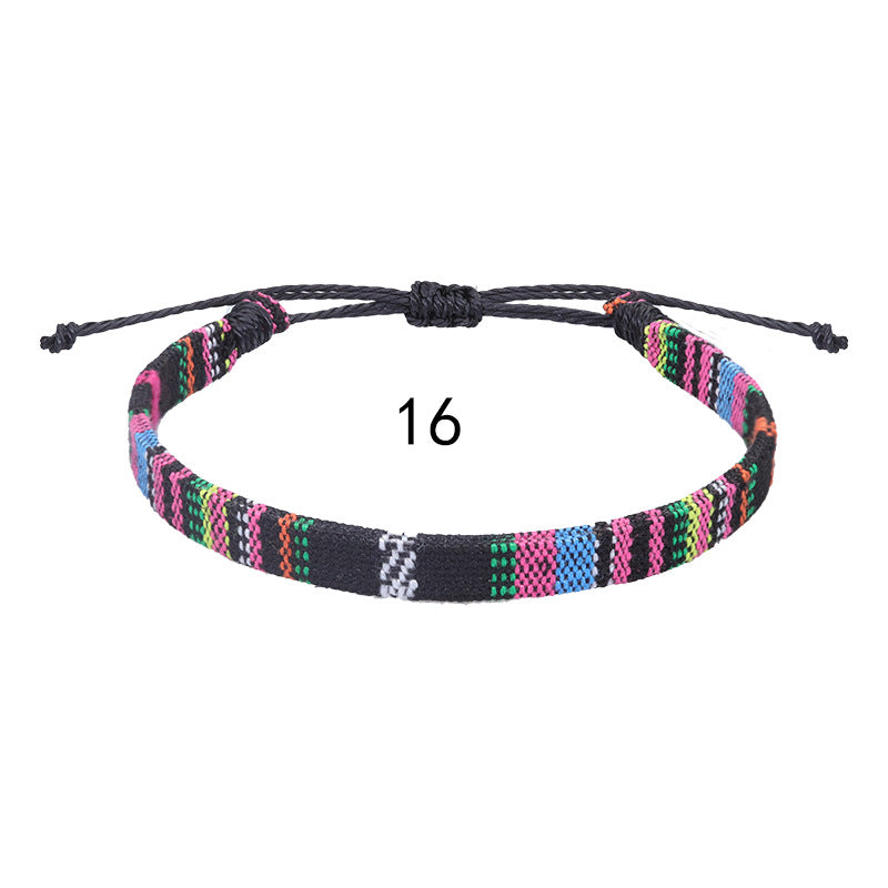Style Cotton Linen Woven Fabric Carrying Bracelets