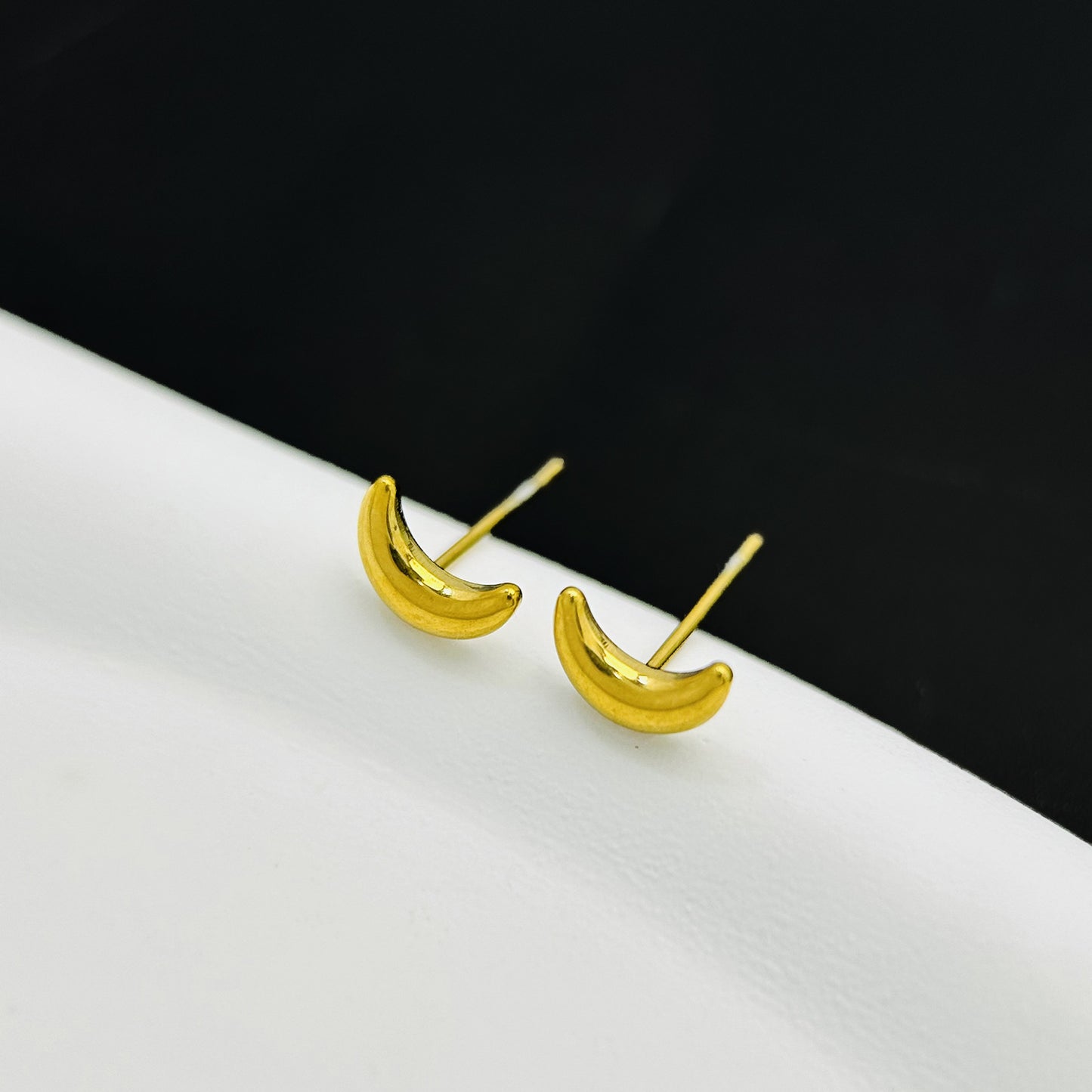 Moon Titanium Steel Gold Simple Stylish Earrings