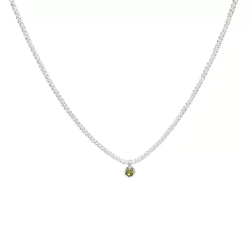 Women's Sier Emerald Zircon Sparkling Light Luxury High-grade Necklaces
