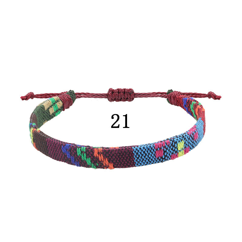 Style Cotton Linen Woven Fabric Carrying Bracelets
