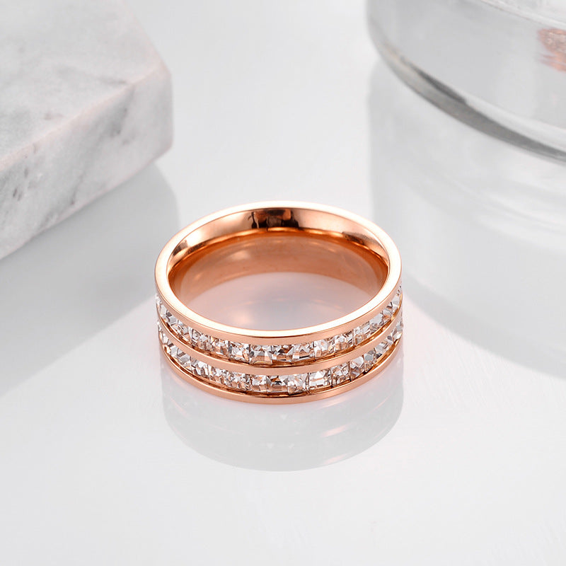 Titanium Female Simple Fashion Personality Style Gold Index Rings
