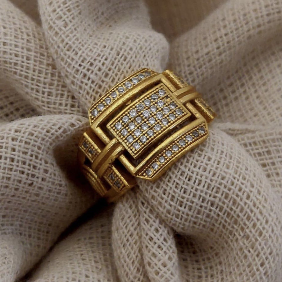 Inlaid Zircon Personalized Wind Trend Simple Rings