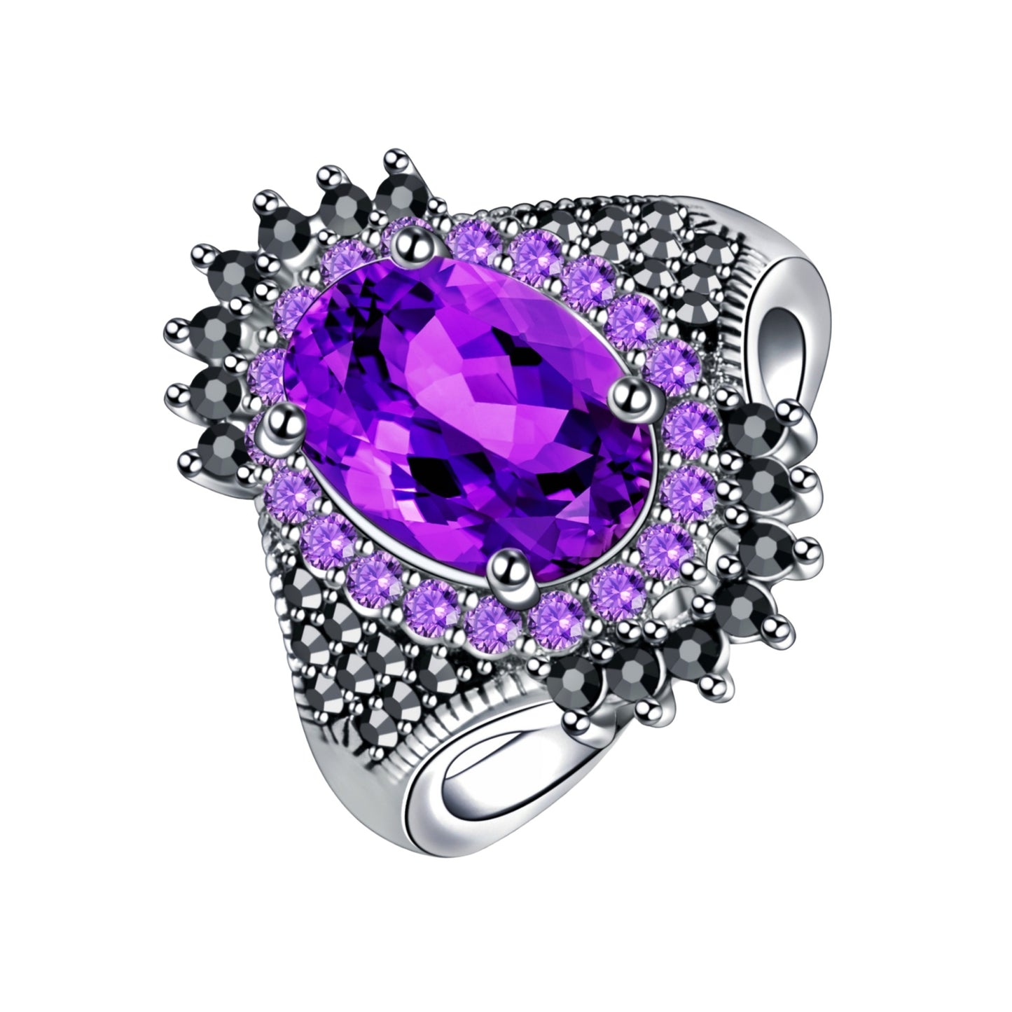 Vintage Thai Big Stone Pomegranate Jewelry Rings