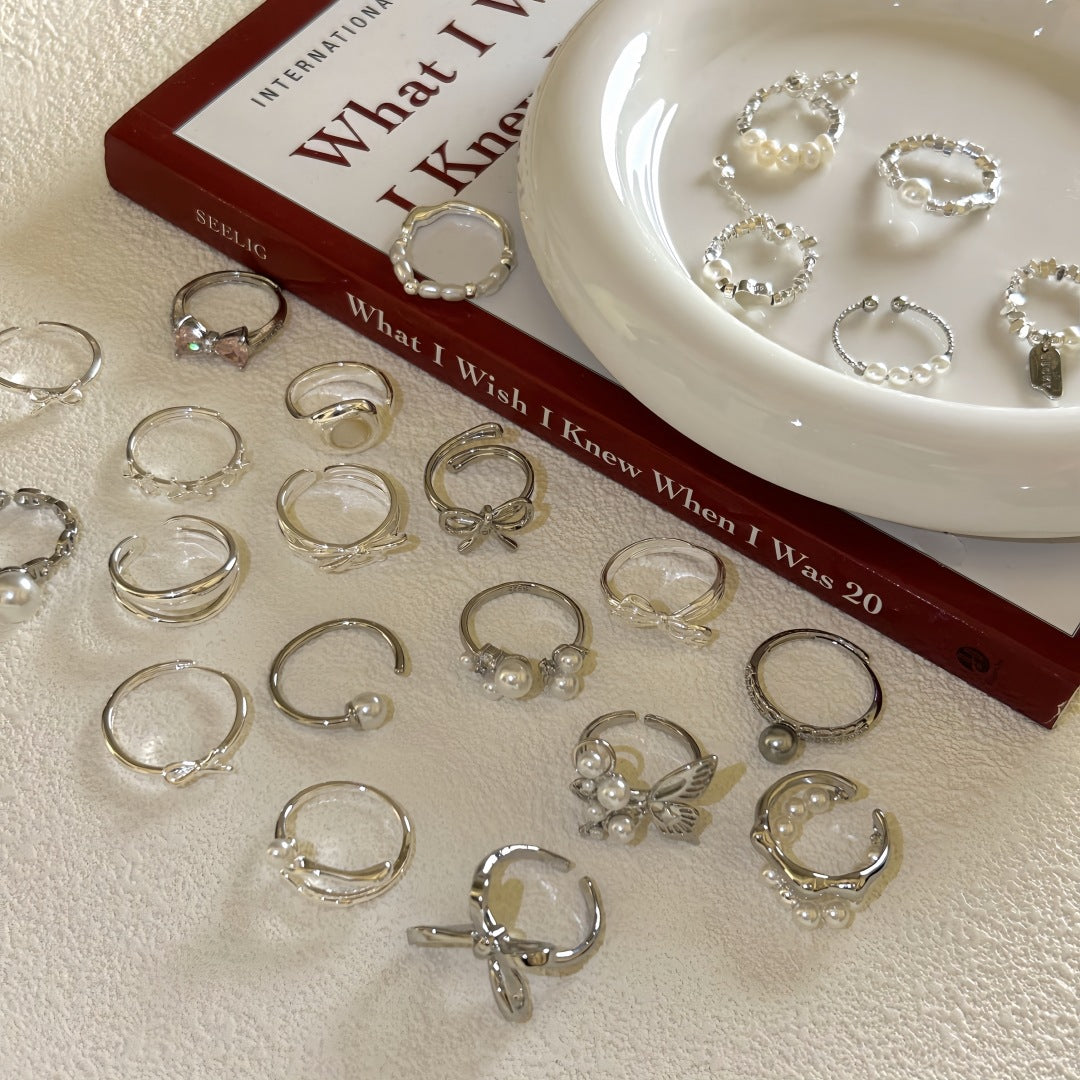 Women's Sterling Sier Pearl Style Special Interest Light Luxury Rings