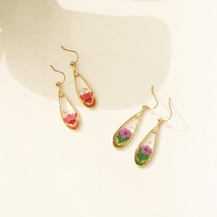 Fashion Modern Dried Flower Preserved Fresh Earrings