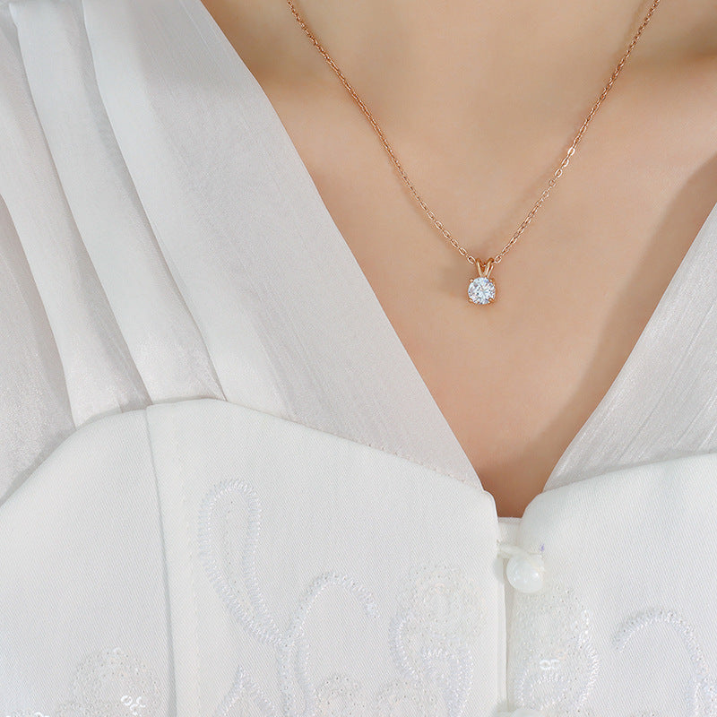 Women's Popular Shining Zircon Titanium Steel Regular Necklaces