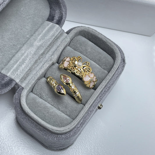 Style Fashionable Double Stone Water Drop Rings