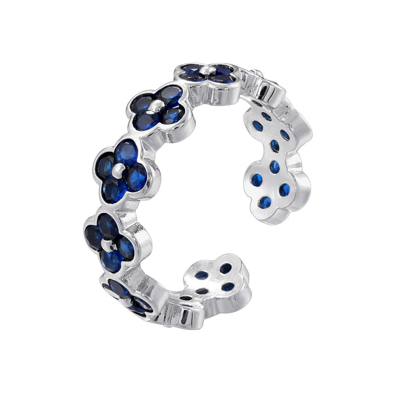 Temperament Entry Lux Gold Inlaid Color Diamond Four-leaf Clover Rings