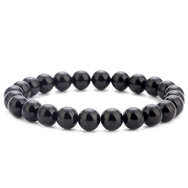 Men's Natural Stone Beads White Turquoise Elastic Bracelets