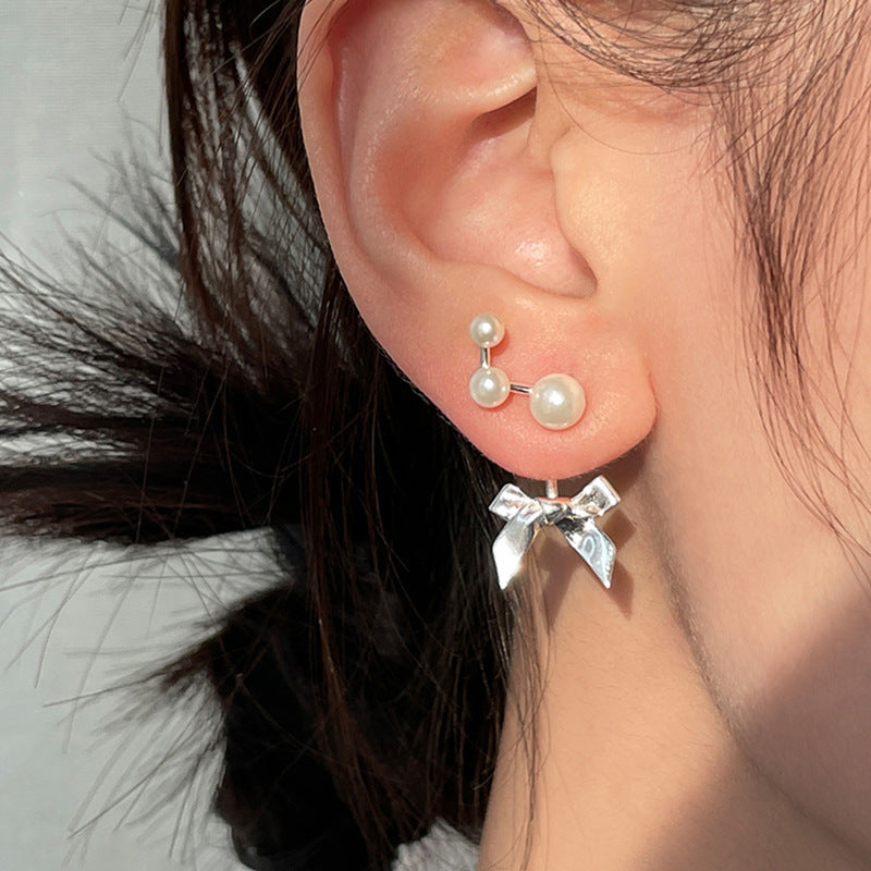 Bow French Style High Sense Niche Earrings