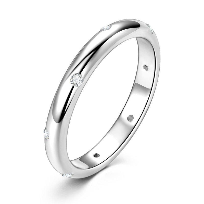 Women's Live Broadcast Simple Sterling Sier Twin Rings