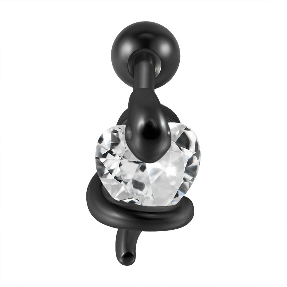 Coiled Heart Straight Rod Bone Male Earrings