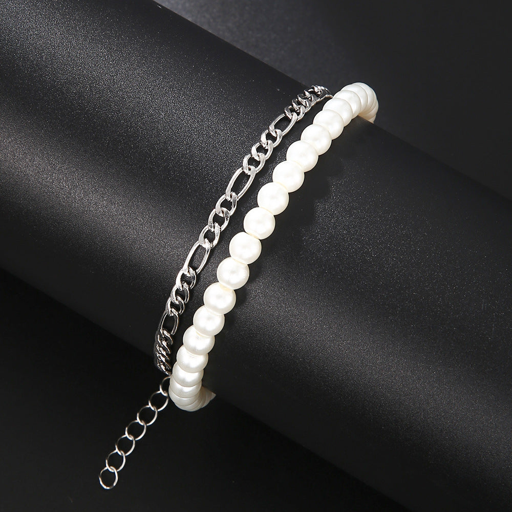 Men's Beaded Suit Map Stone Haematite Cross Bracelets