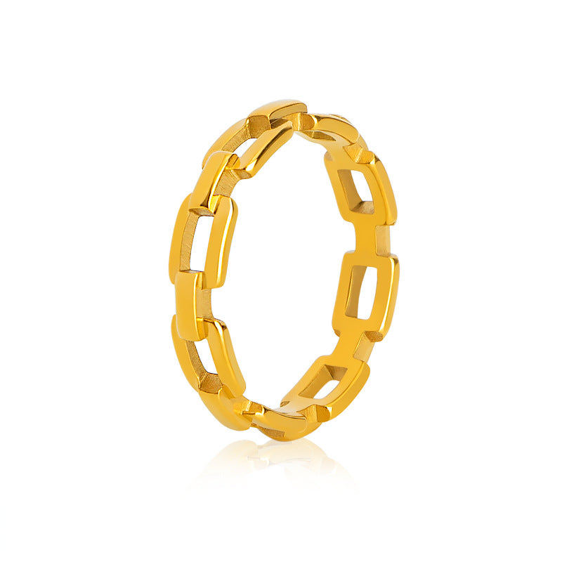 Simple Advanced Design Chain Gold-plated Hollow Rings