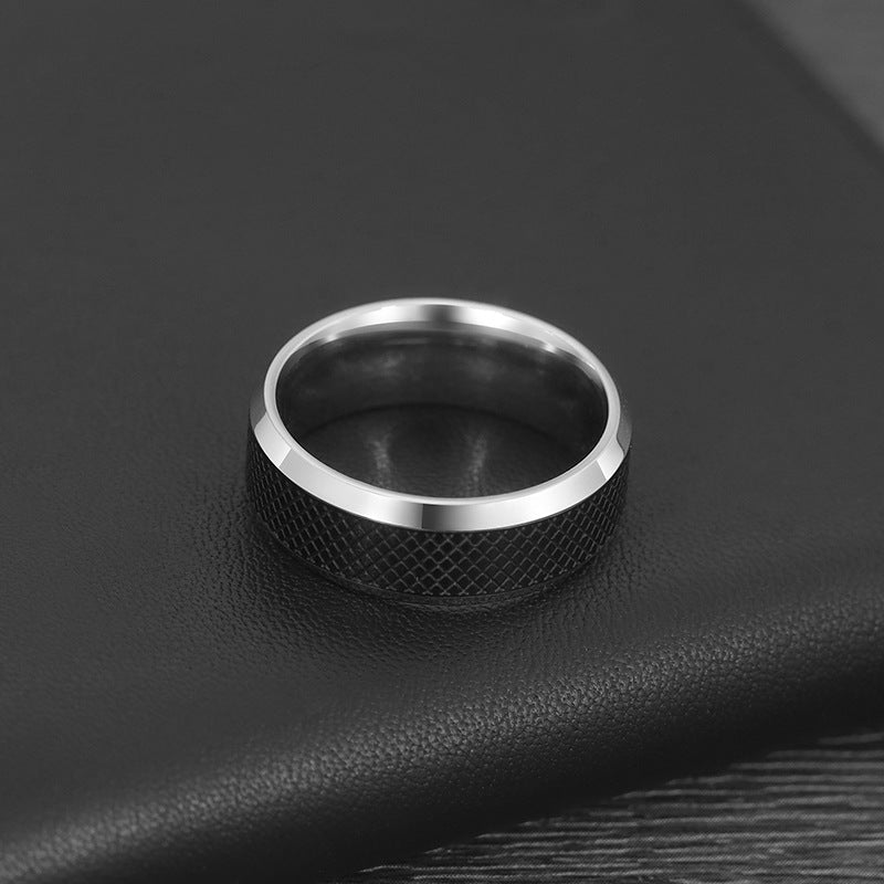 Men's Diamond Plaid Titanium Steel Personalized Minority Rings