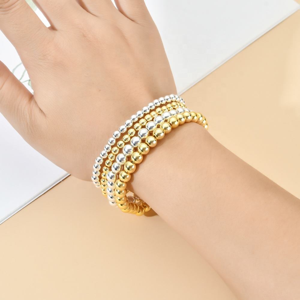 Women's Versatile Slouchy Golden Balls Beaded Bracelets