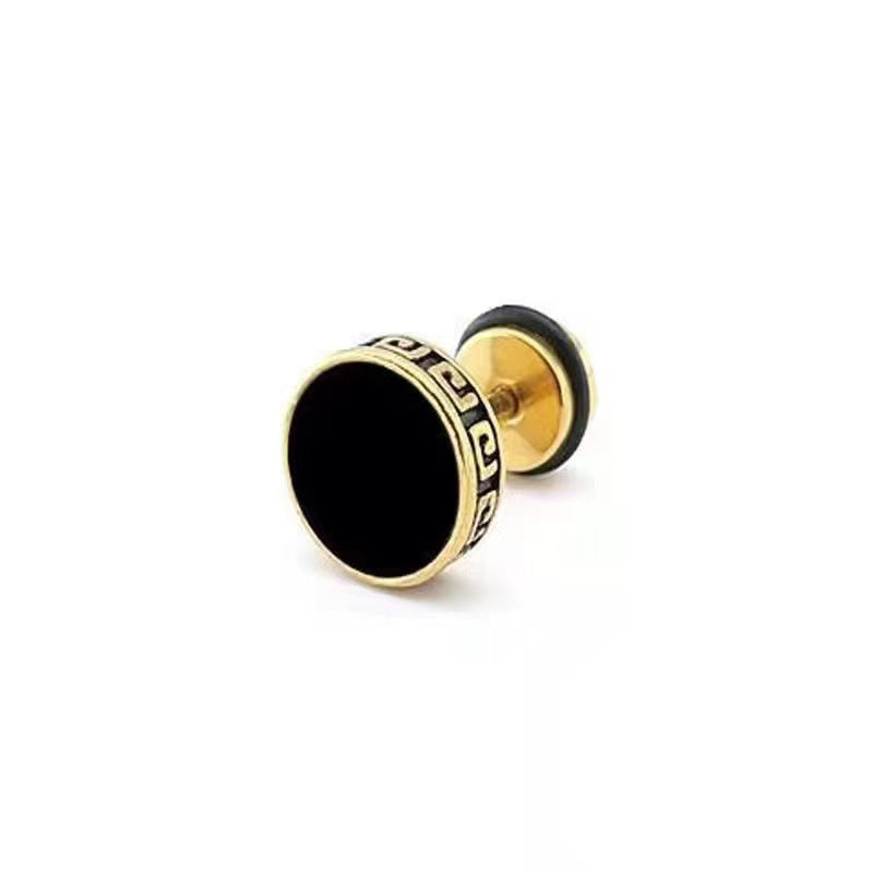 Trendy Unique Stainless Steel Dumbbell Round Cake Fashion Earrings