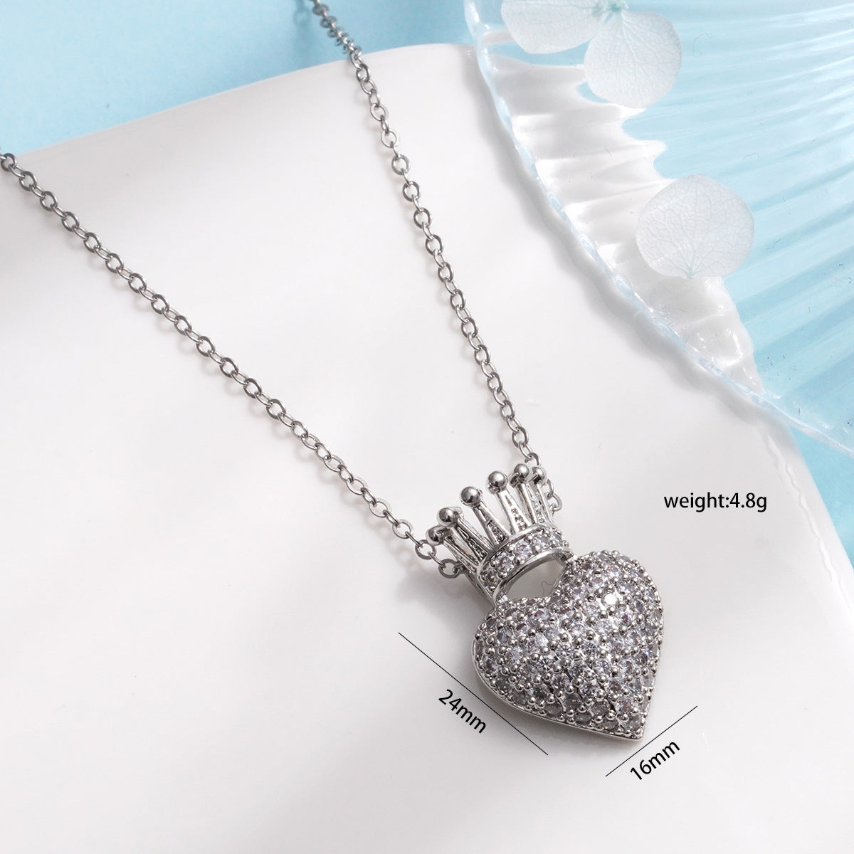 Love Crown Female Copper Plated Gold Micro Necklaces