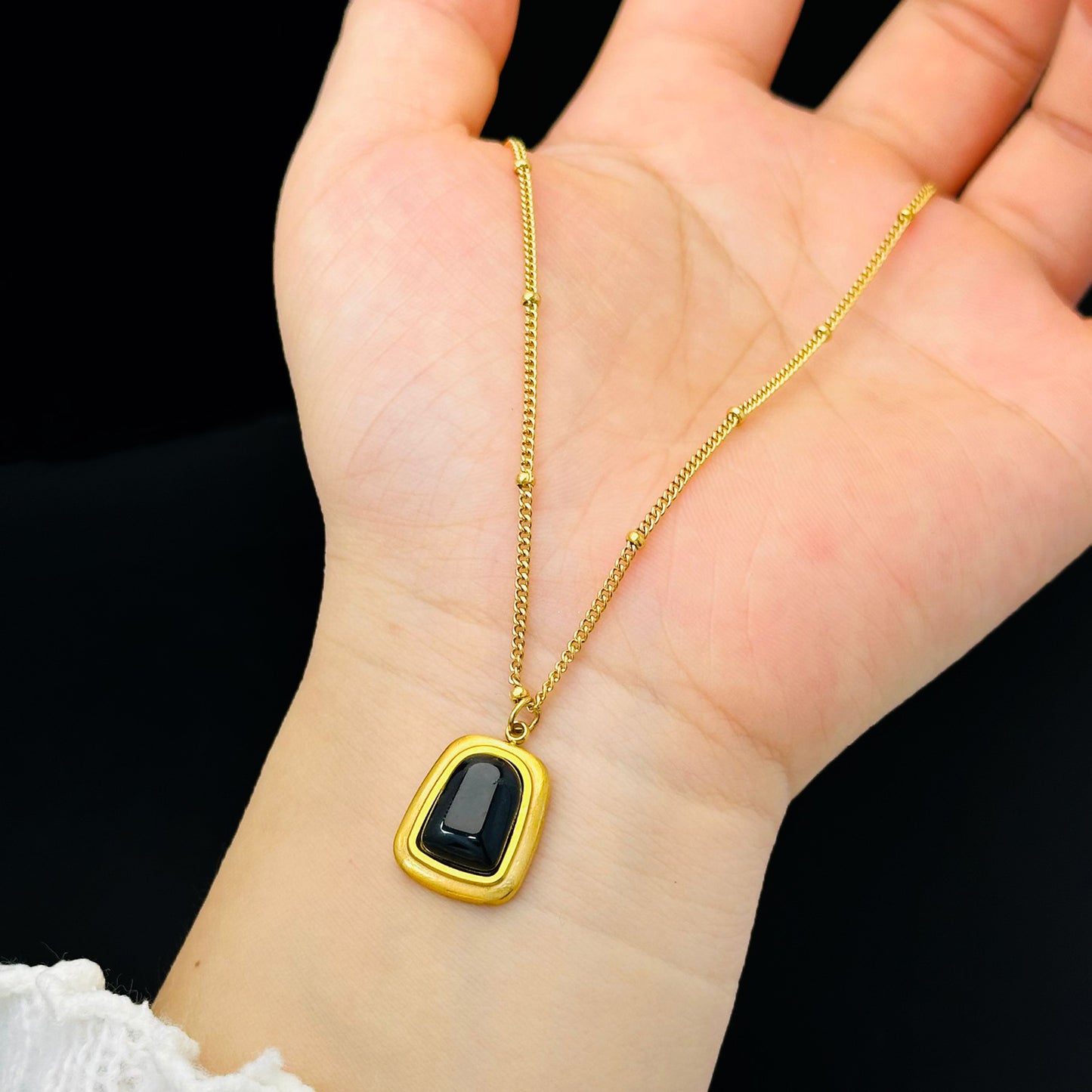 Women's Exaggerated Colorful Opal Design Fashion Titanium Steel Necklaces