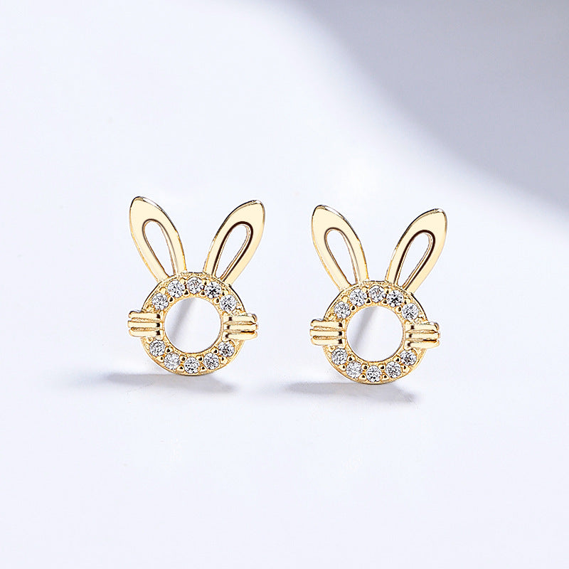 Sterling Sier Hollow Rabbit Female Personalized Earrings