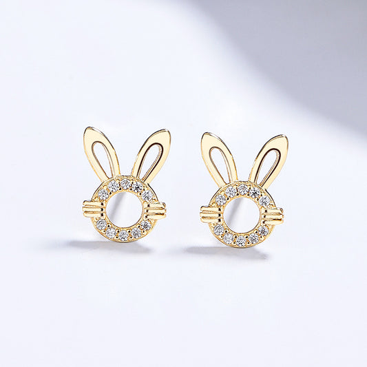 Sterling Sier Hollow Rabbit Female Personalized Earrings