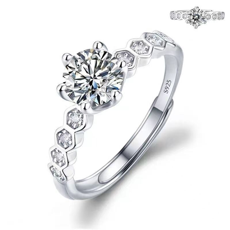 Live Broadcast Sier Moissanite Female Karat Rings