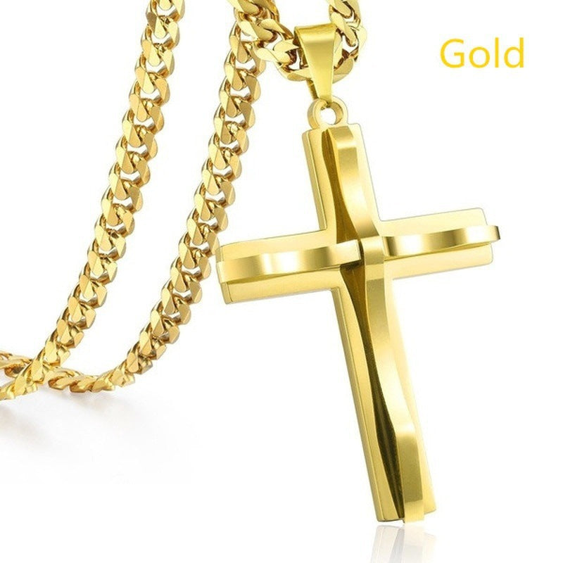 Steel Double Layer Cross Fashion Unique Necklaces