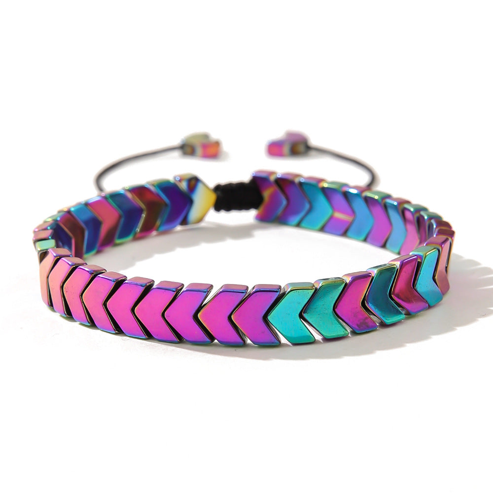 Personality Fashion Electroplated Haematite Beaded Adjustable Bracelets