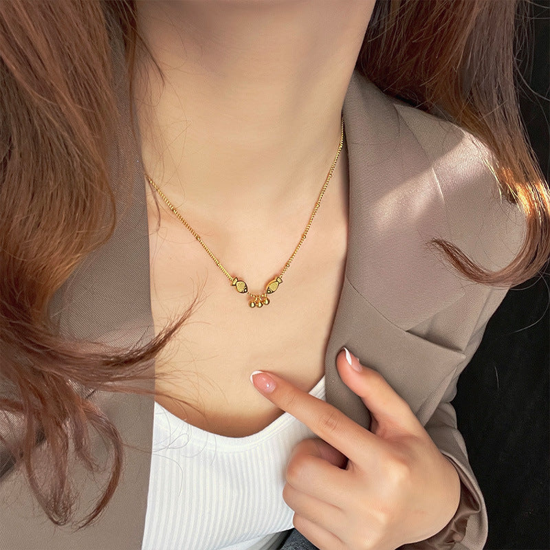 Women's Pisces Simple Fashion Design Titanium Steel Clavicle Chain Necklaces