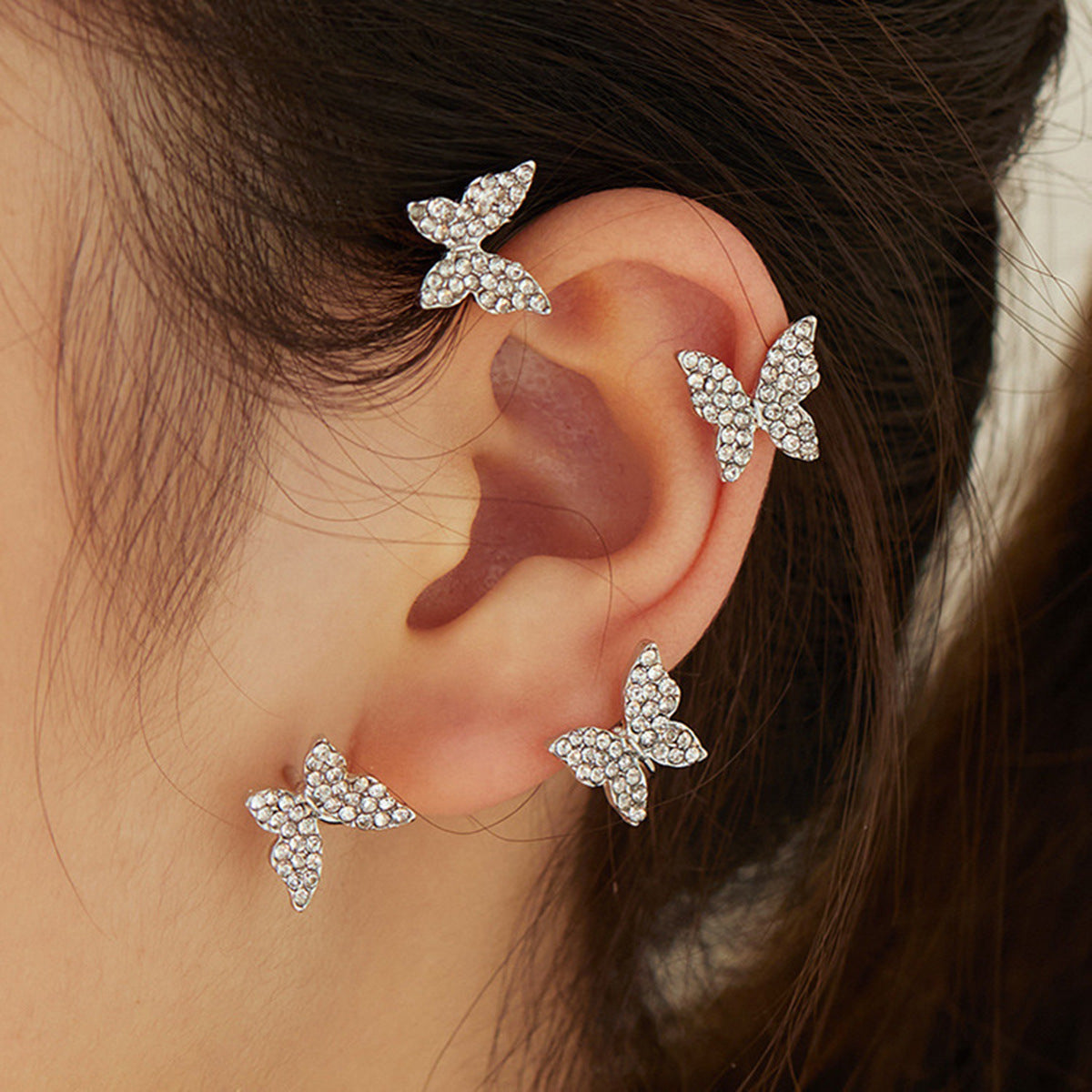 Korean Style Tassel Rhinestone Pearl Ear Hook Earrings