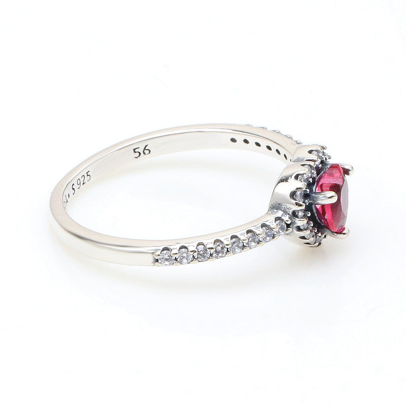 Copper Shining Red Heart Female Light Luxury Noble Diamond Rings