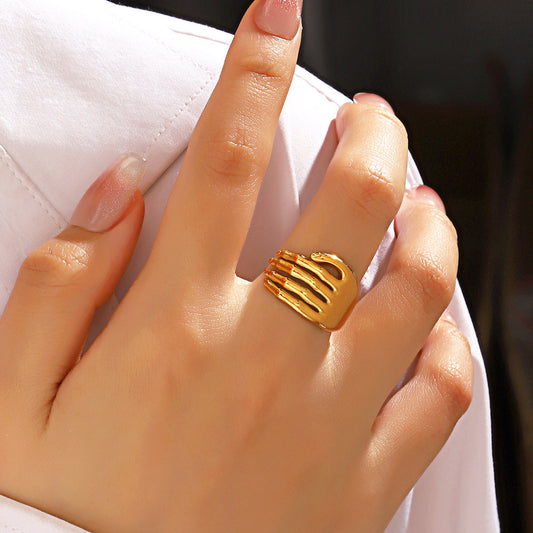 Hop Cold Adjustable Opening Gold Plated Rings