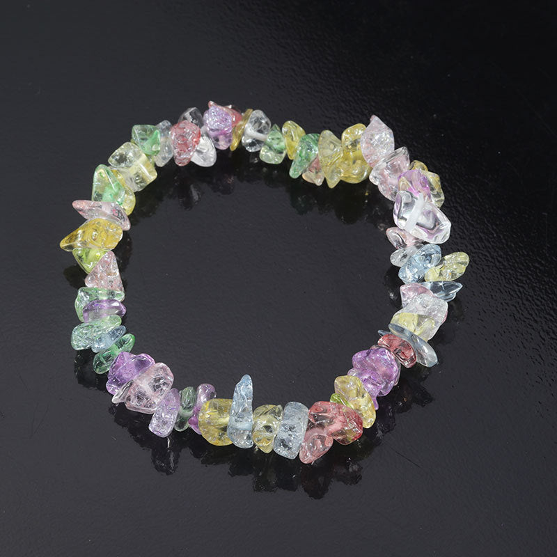 Natural Colorful Gravel Irregular Hand-woven Stretch Bracelets