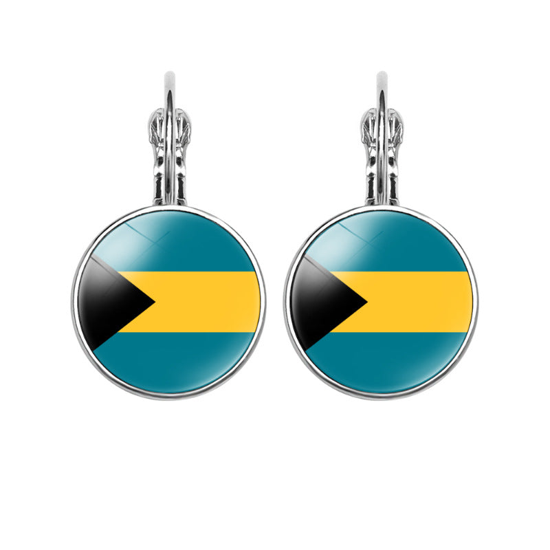 Women's National Flag Pattern Time Stone Eardrops Earrings