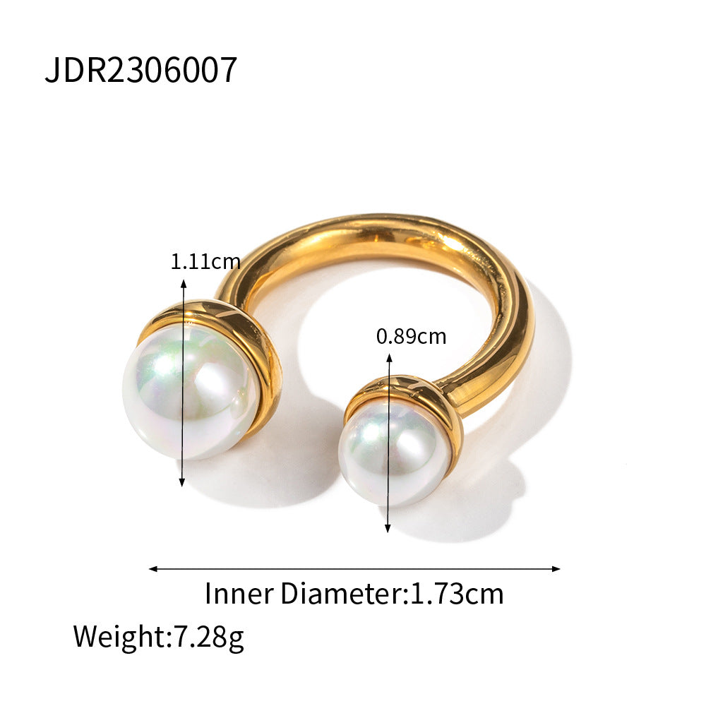 Stainless Steel Pearl Eye-catching High-grade Titanium Rings