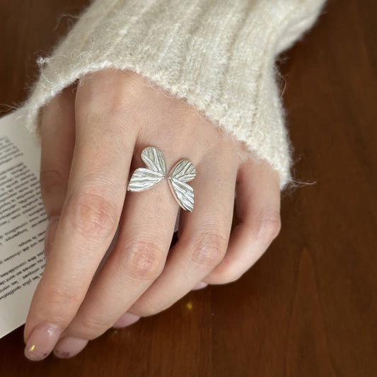 Butterfly Female Twin Elegant Personality Sier Rings