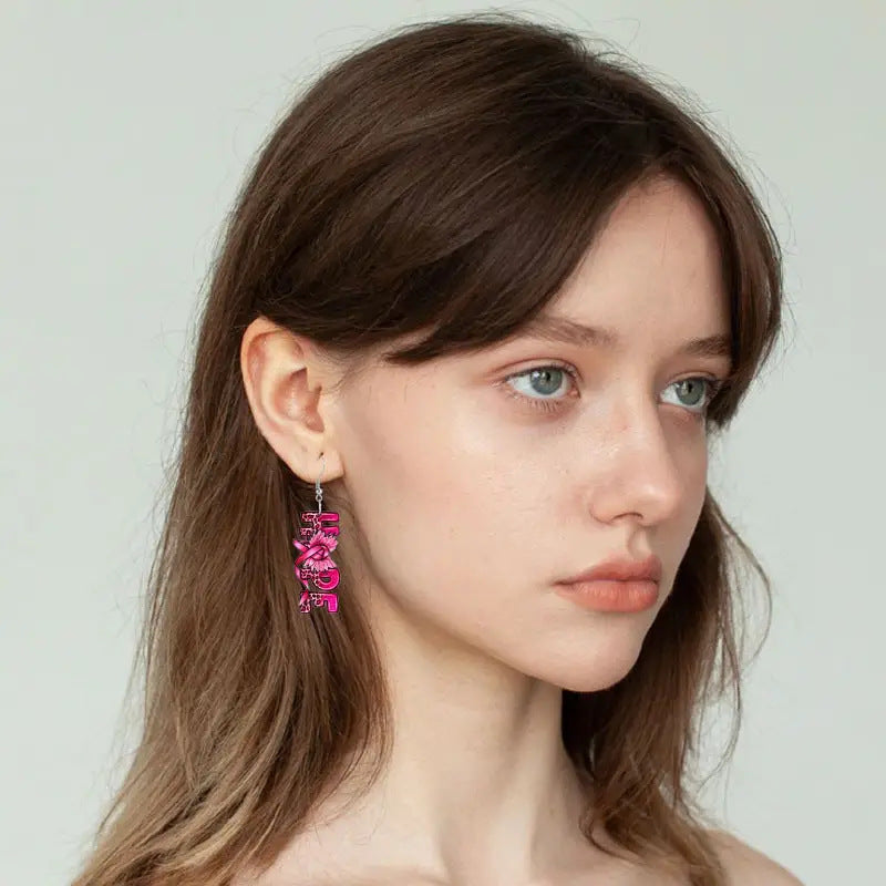 Hope Acrylic Imply Positive Attitude Leopard Print Earrings