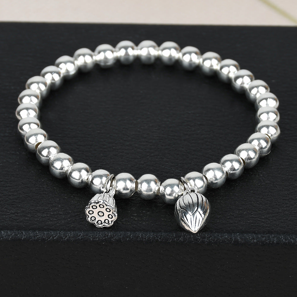 Chinese Style Large Sier Female Lotus Seedpod Bracelets