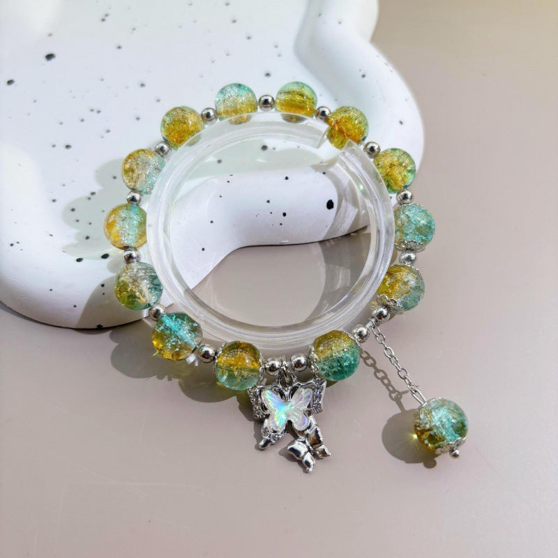 Beads Butterfly Sweet Glass Bead Elastic String Live Bracelets