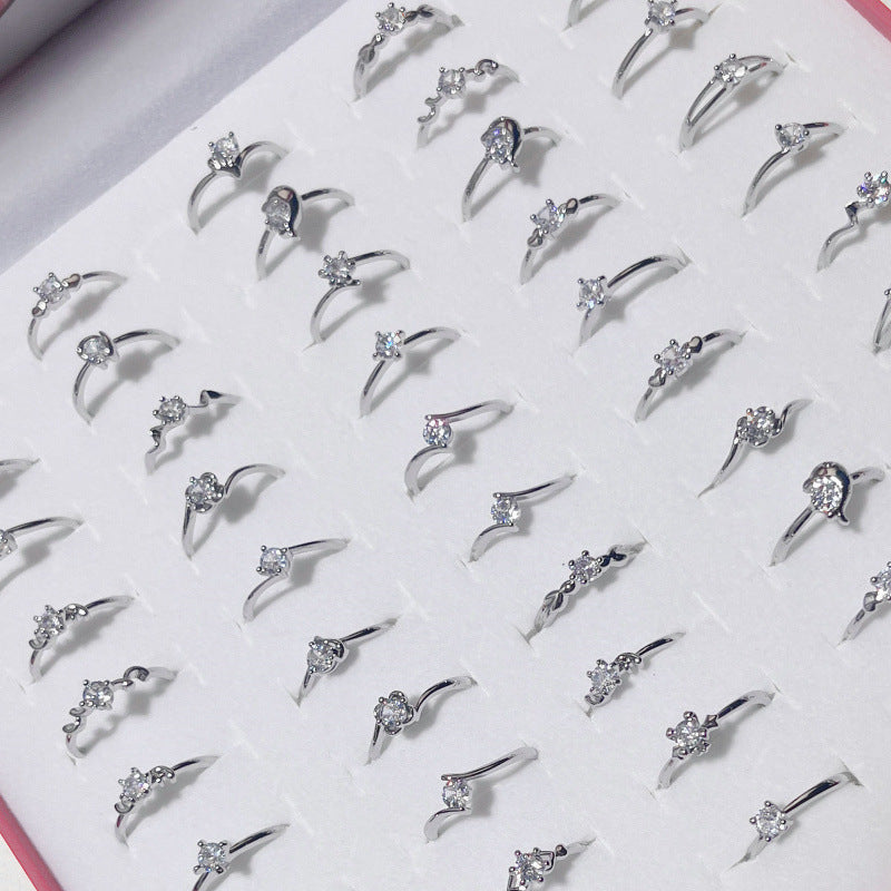 Open Simple Jewelry Imitation Diamond Zircon Stall Two Rings