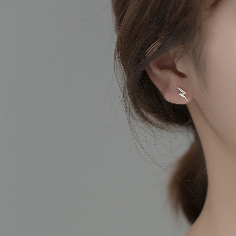 Women's Sterling Sier Small Cold Style Rhinestone Earrings