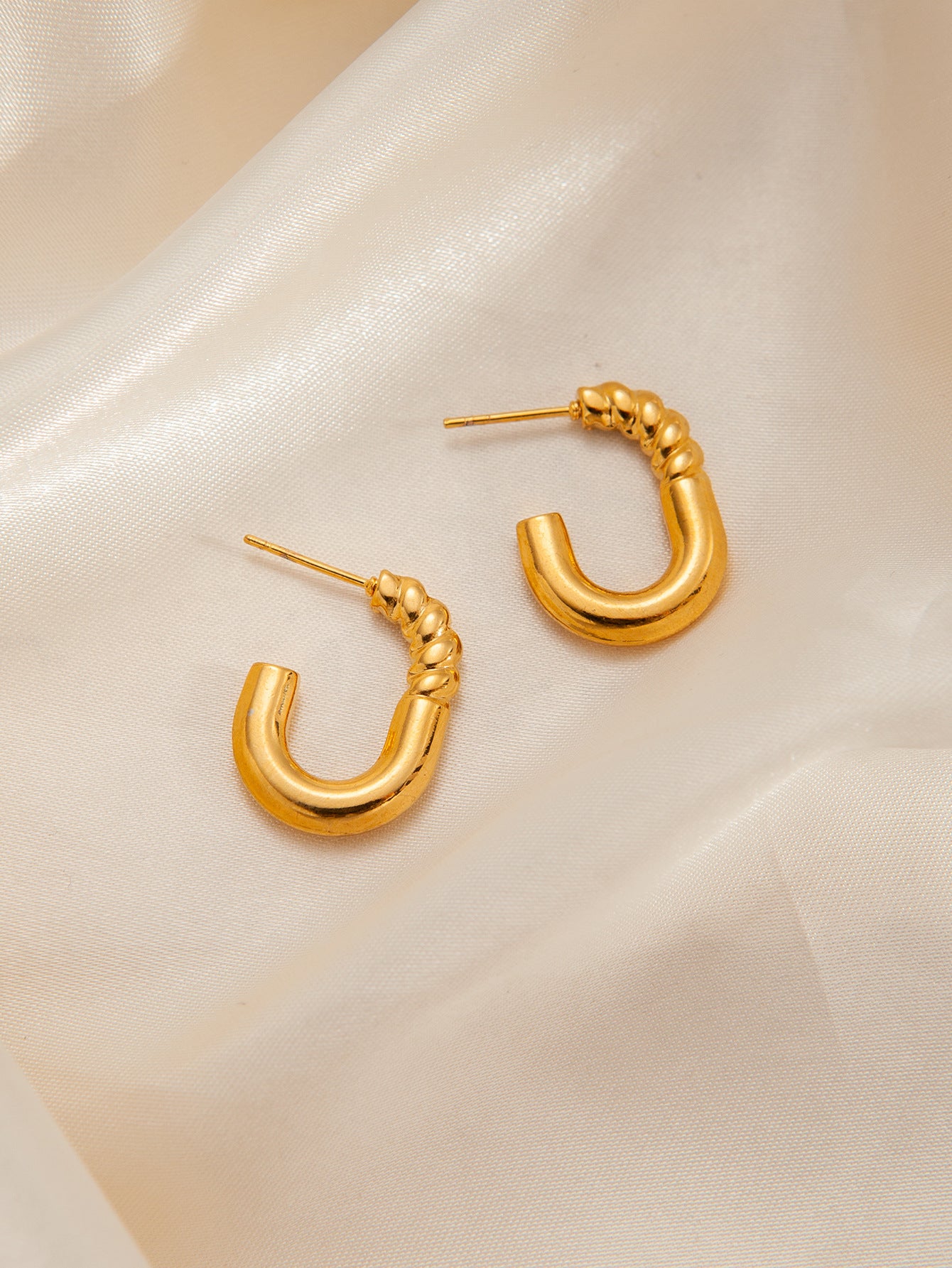 Stainless Steel Ginkgo Leaf Petals Golden Earrings