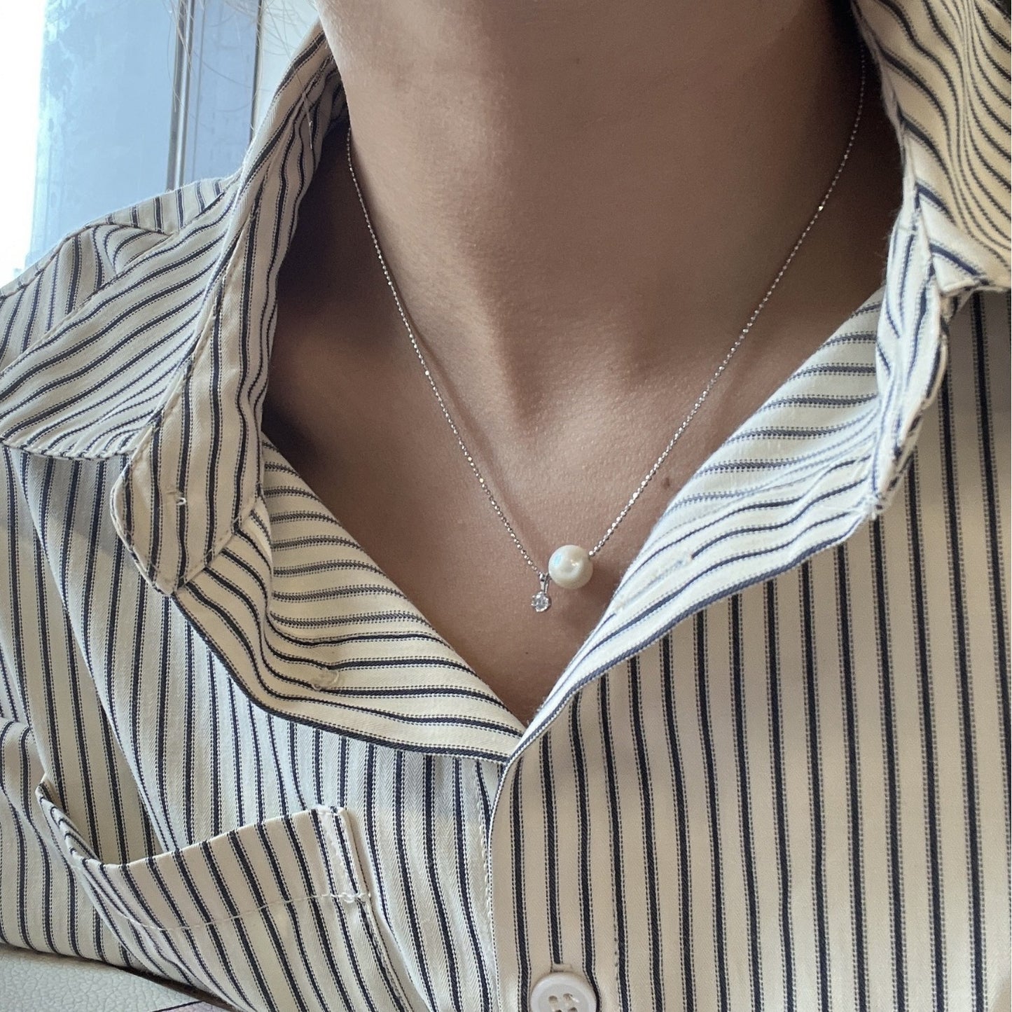 Single Pearl Zircon Female Summer Light Luxury Minority Necklaces