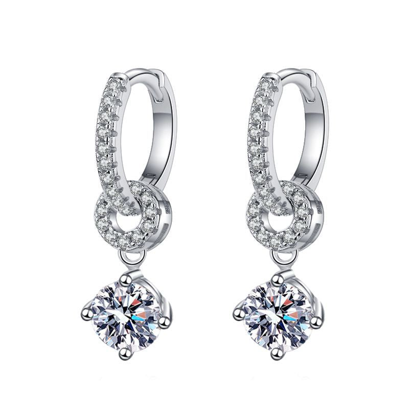 Women's Sterling Sier Eardrops Pair Of Moissanite For Earrings
